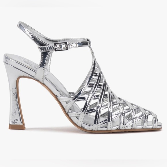 Vince Camuto Scarla silver metallic caged Heeled Sandals heels size 11 brand new - Picture 6 of 9